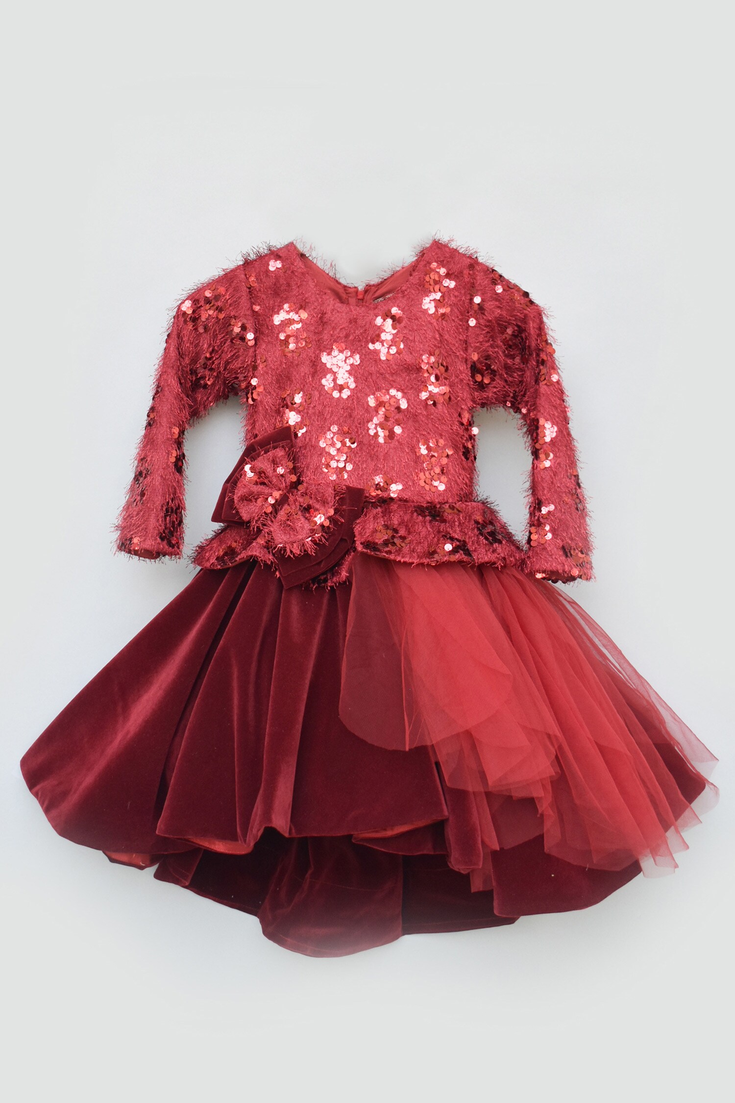maroon colour frock
