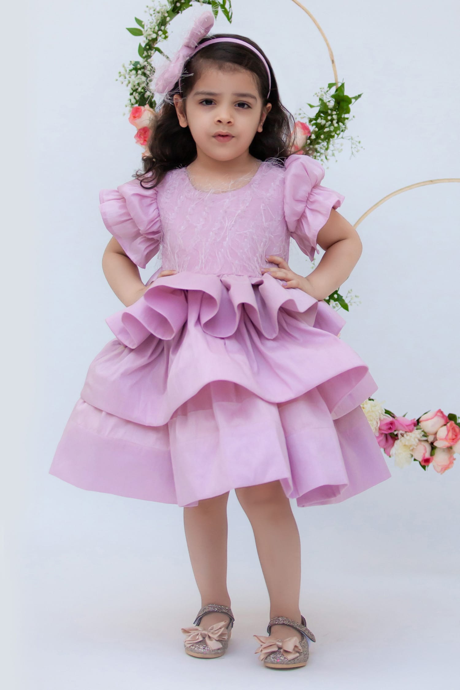 Buy Purple Cotton Embellished Dress For Girls by FAYON KIDS Online at ...