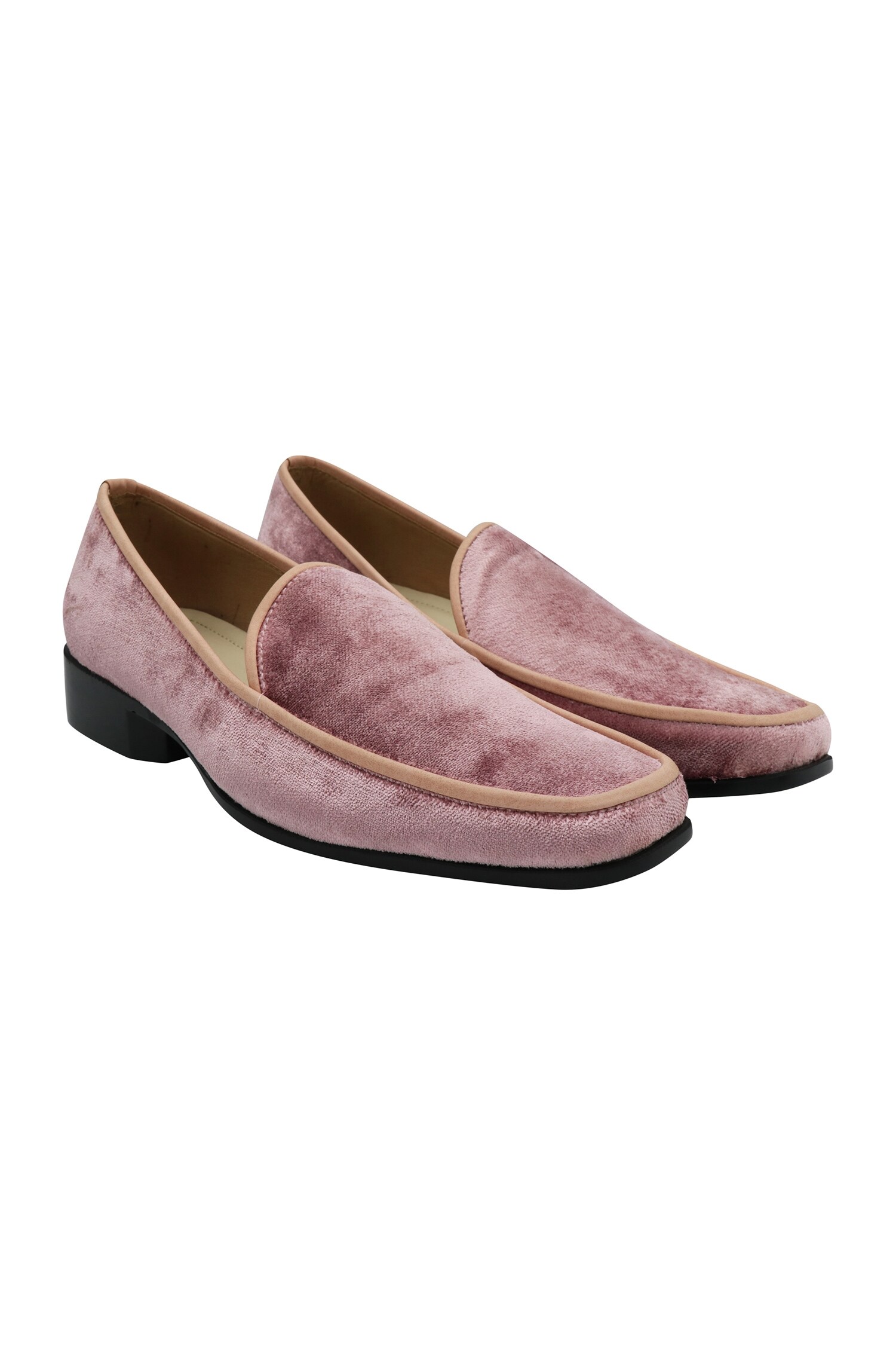 Buy Pink Plain Velvet Loafers For Men by Veruschka by Payal Kothari