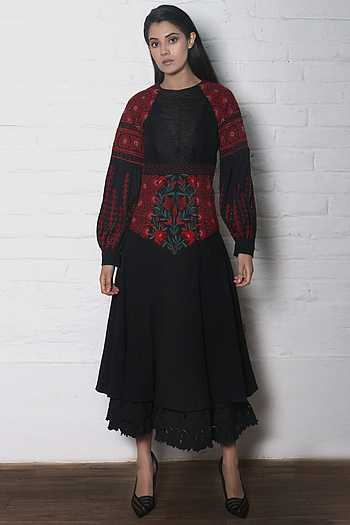 Kala cotton mustard asymmetric dress main image 0