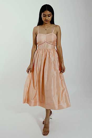 TARA AND I - Fit and flare silk dress - color block