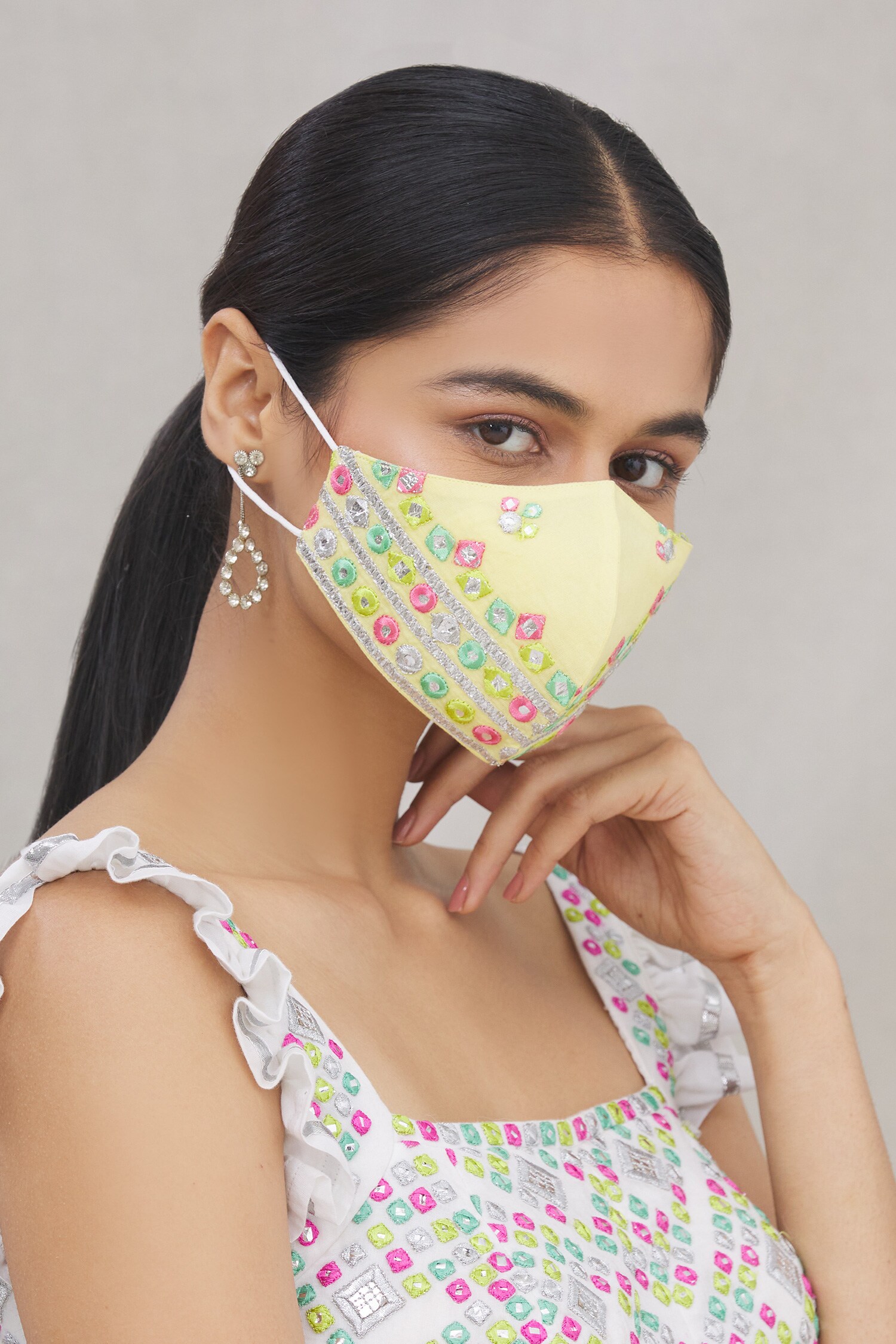 Buy Gopi Vaid Embellished Cotton Mask Online Aza Fashions