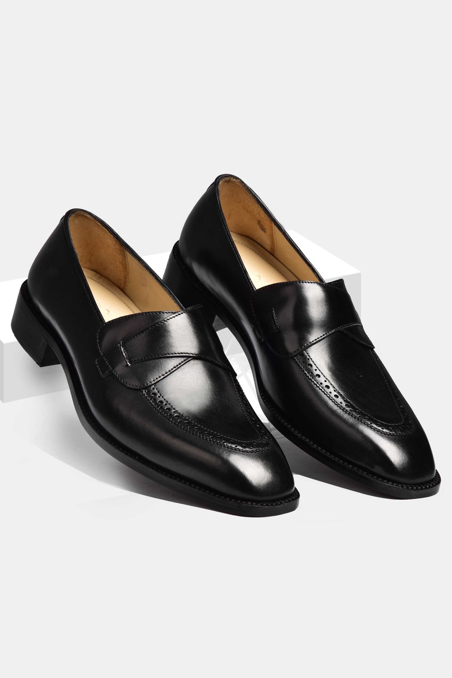 black painted loafers