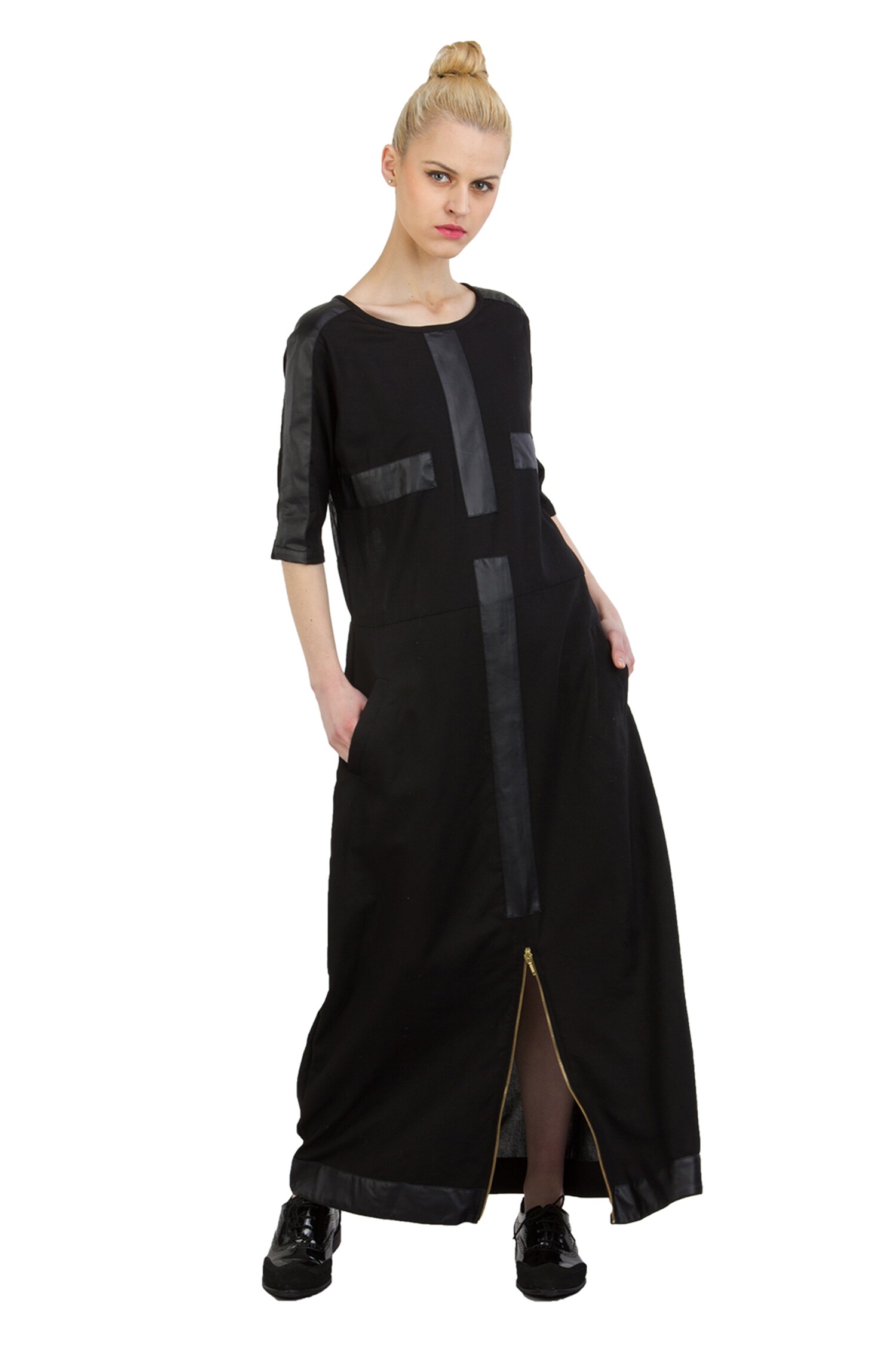 Buy I am Trouble by KC Black Cotton Linen Maxi Dress Online Aza Fashions