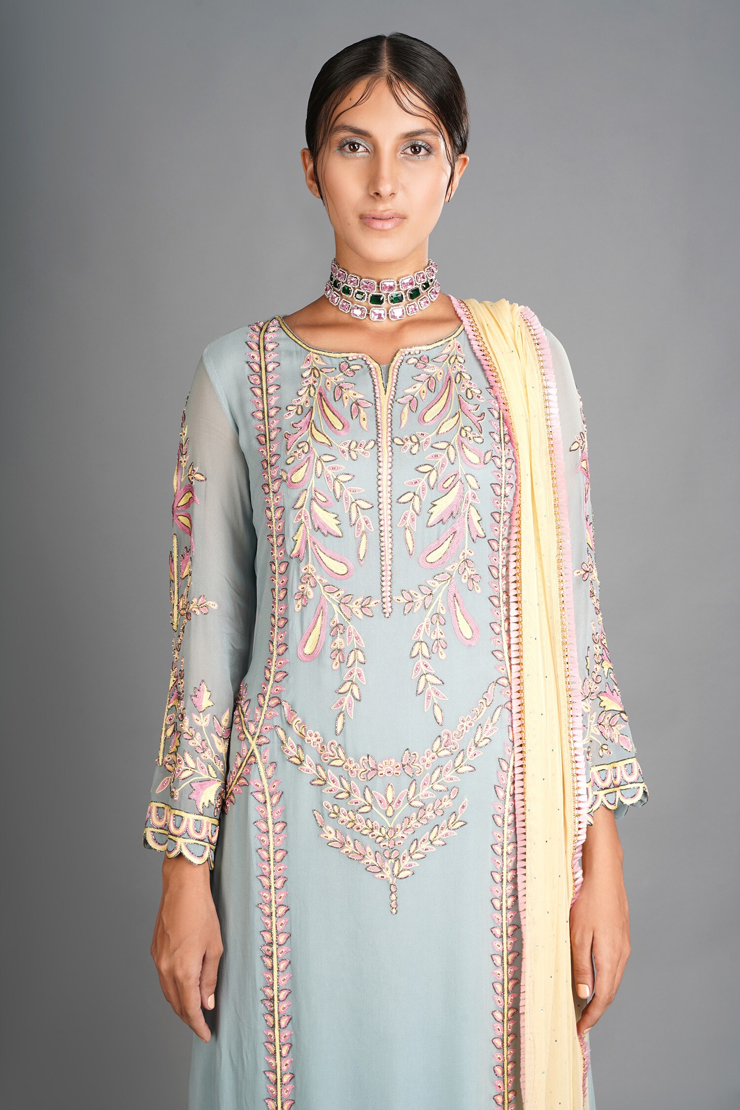 Buy Embroidered Kurta Palazzo Set by Amitabh Malhotra at Aza Fashions