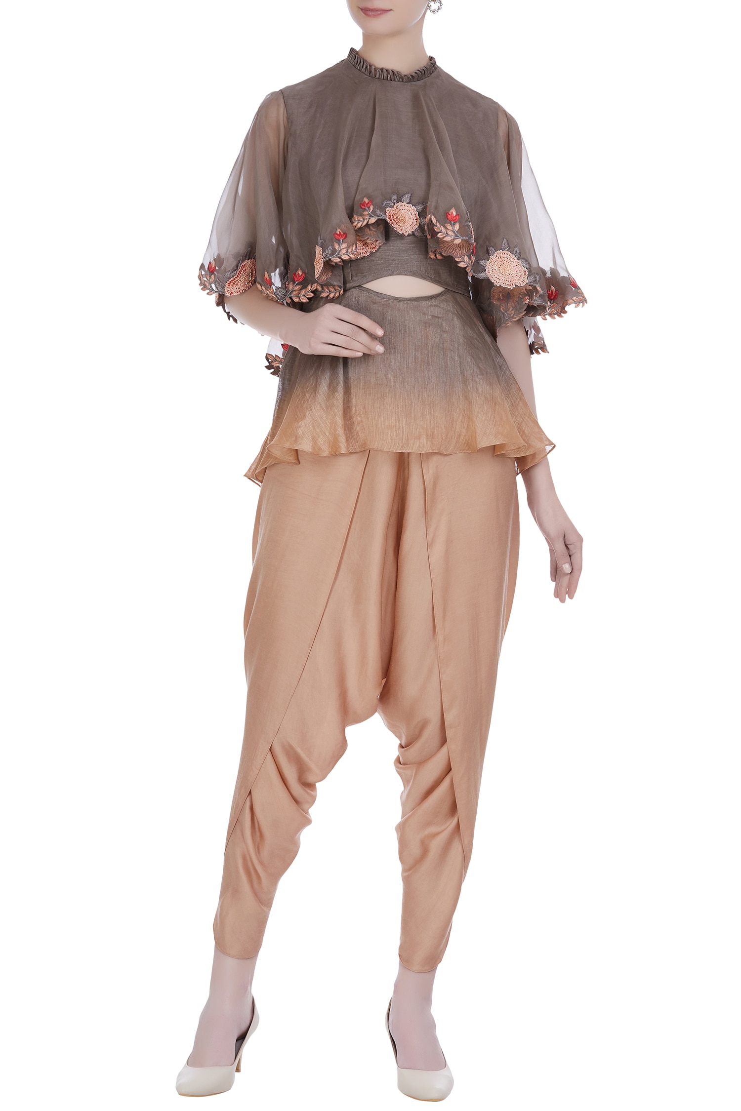 peplum top and dhoti pants