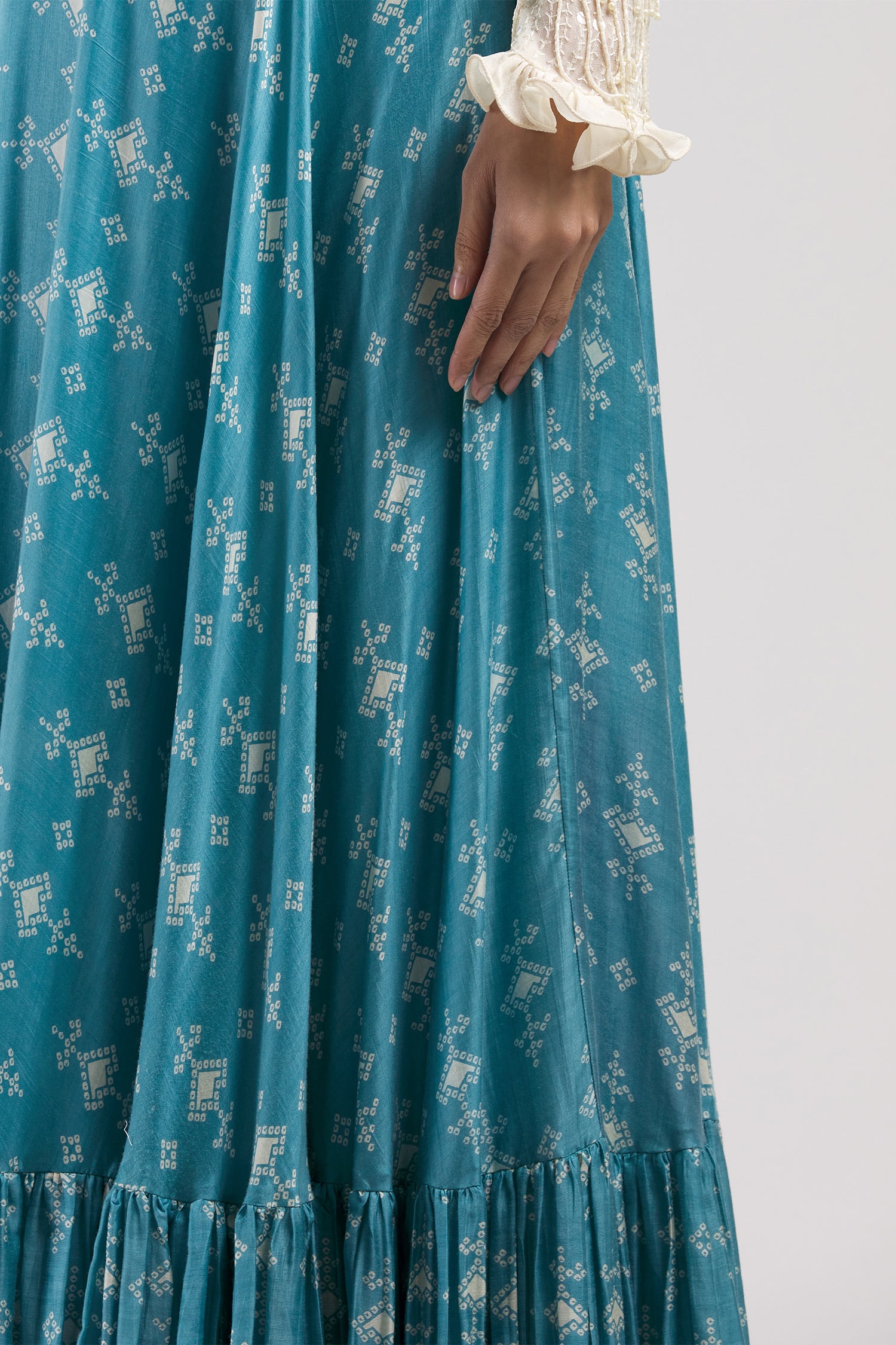 Buy J by Jannat Blue Cotton Printed Lehenga Set Online | Aza Fashions
