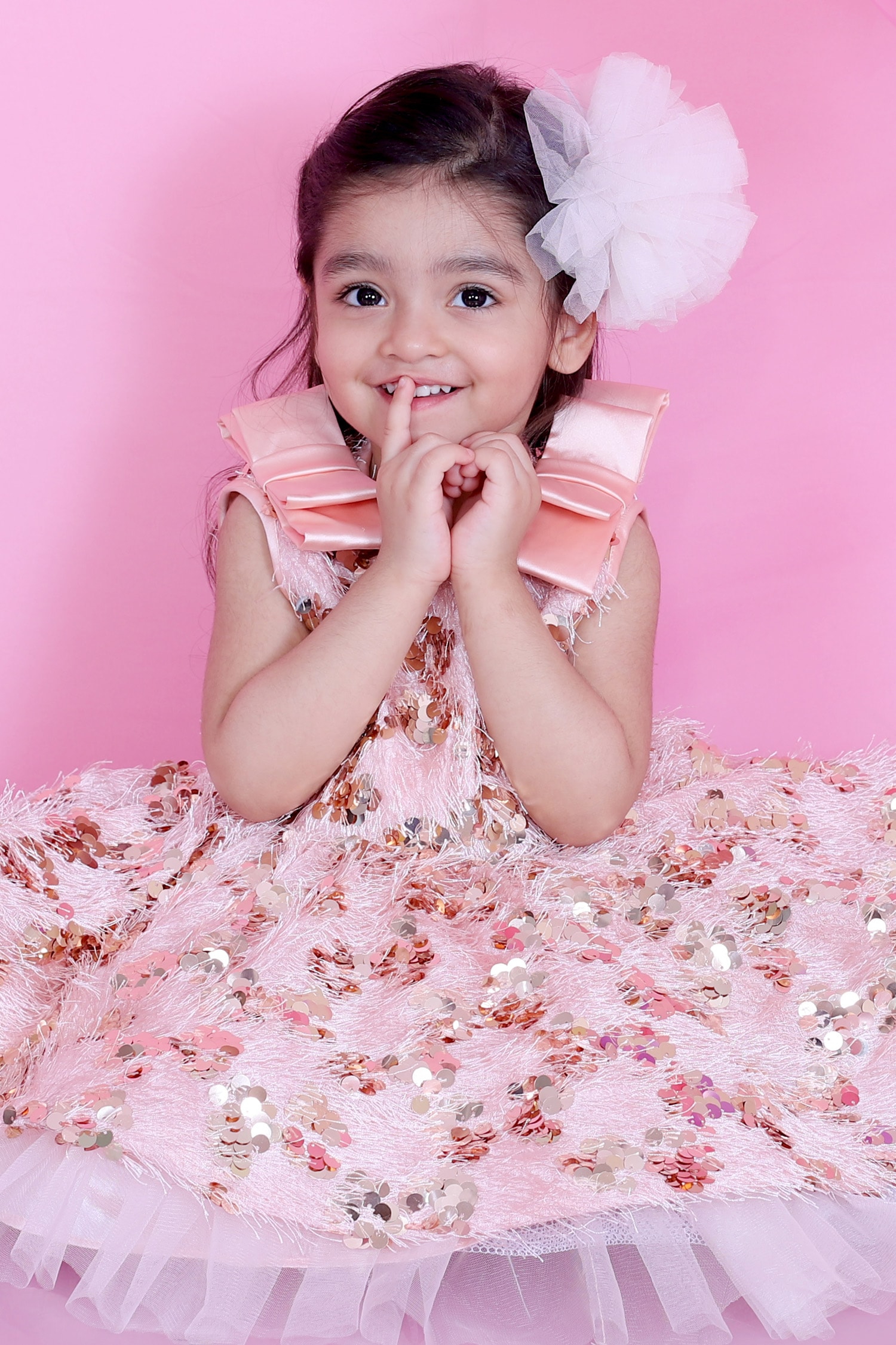 Buy Janya's Closet Peach Silk Embellished Dress For Girls Online 