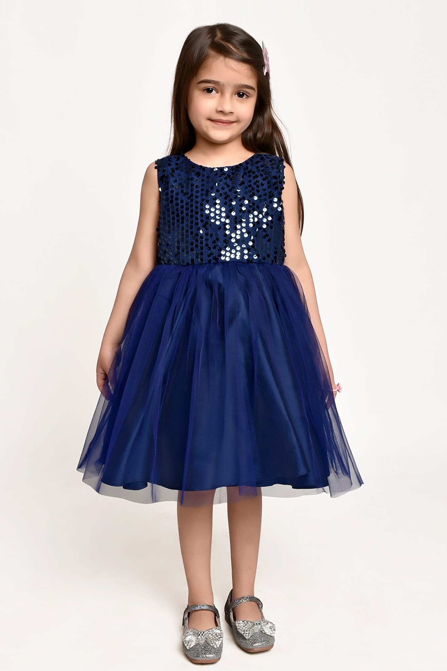 Buy Jelly Jones Blue Sequin Embellished Dress For Girls Online | Aza ...