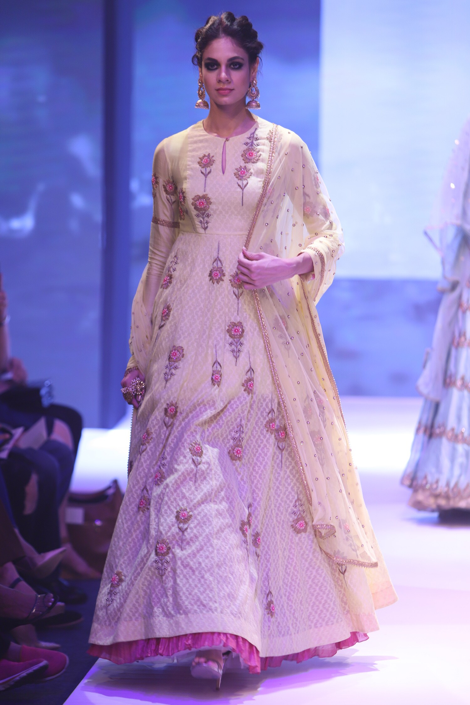 Buy Joy Mitra Yellow Embroidered Kurta Lehenga Set Online Aza Fashions