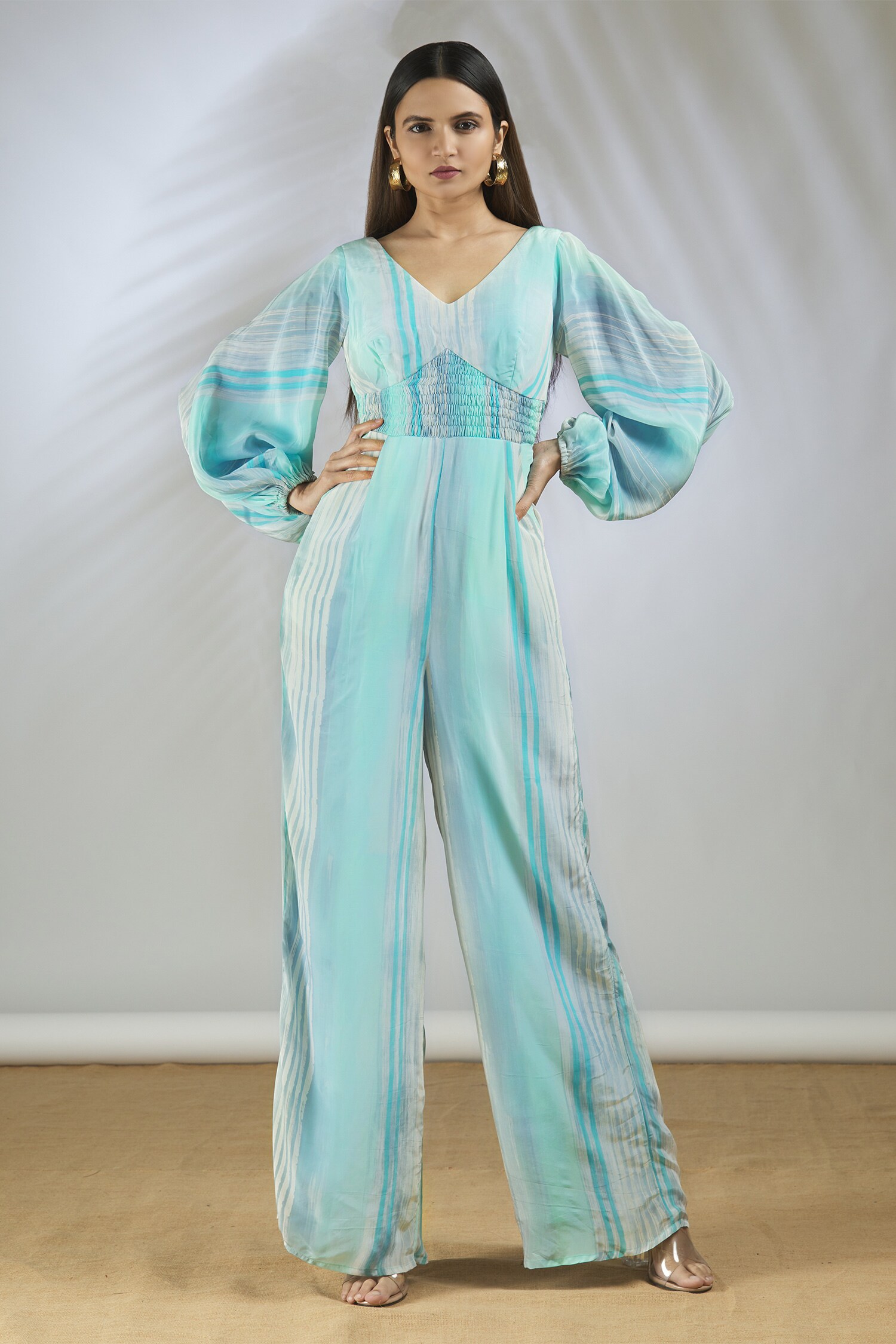 Buy Vedika M White Crepe Hand Painted Jumpsuit Online Aza Fashions