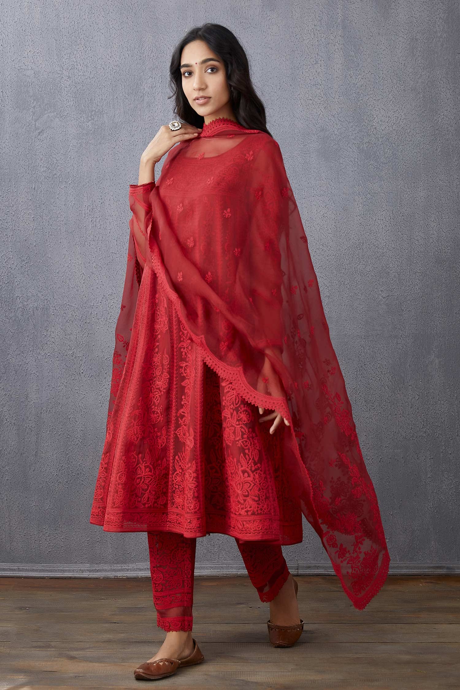 long gown with silk dupatta
