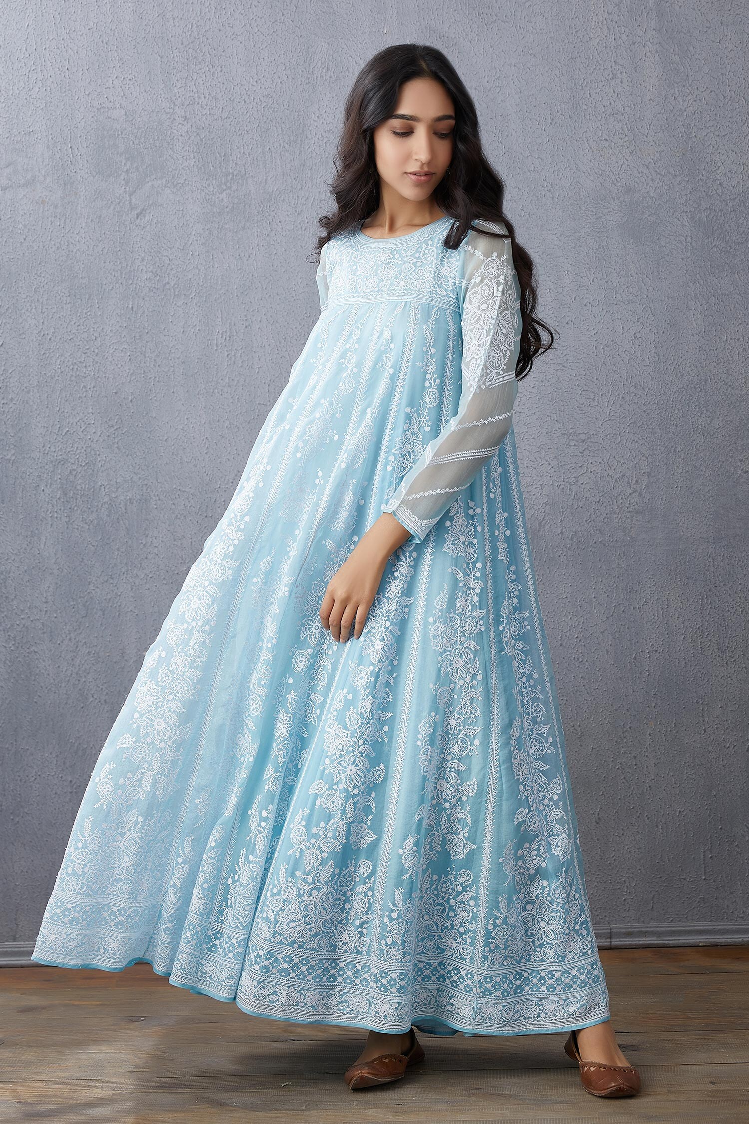 organza anarkali suit