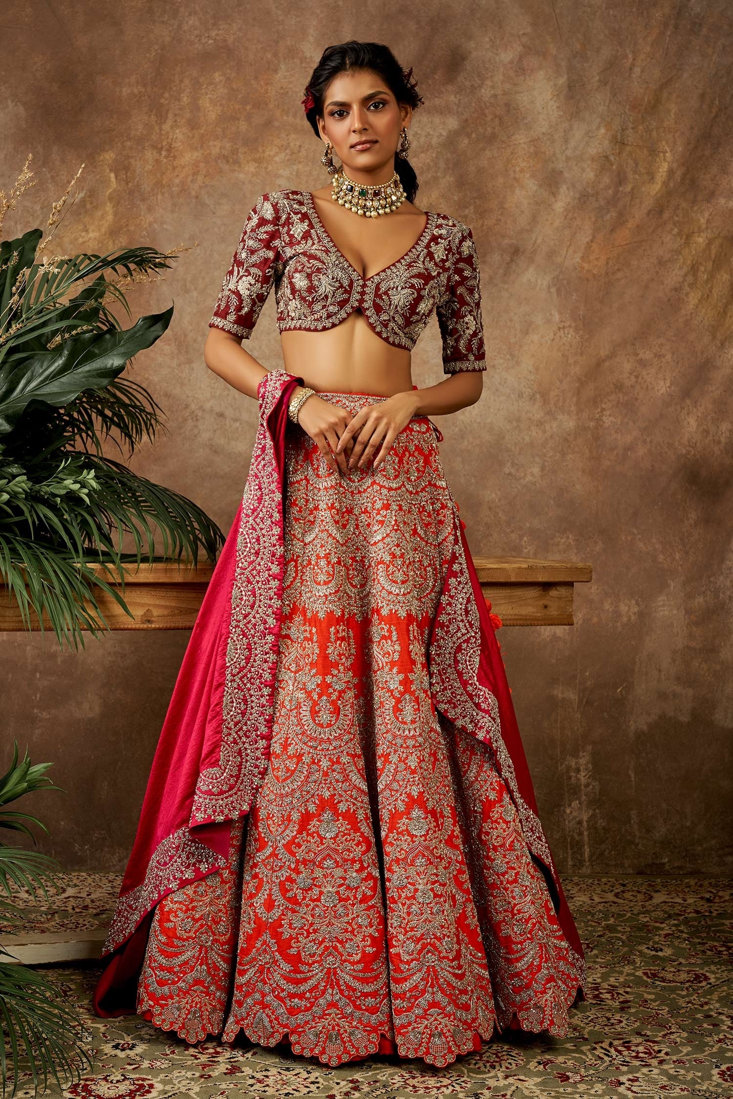 Jayanti Reddy Red Lehenga With Blouse And Dupatta (Set Of 3) – Nykaa Fashion
