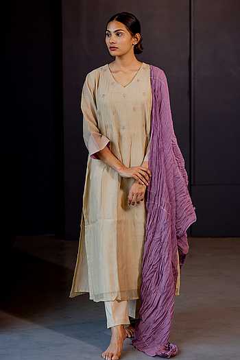Juanita- Handwoven chanderi comfort fit kurta set