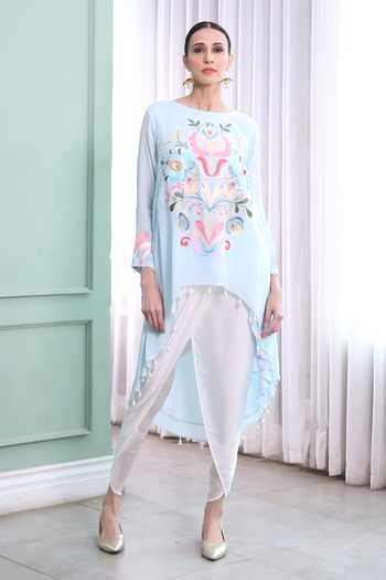 Georgette Ari Work Lehanga Set With Peplum Style Kurta main image 0