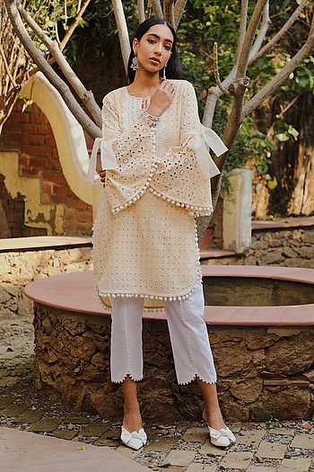 Enaarah Yellow Cotton Primrose Kurta 
