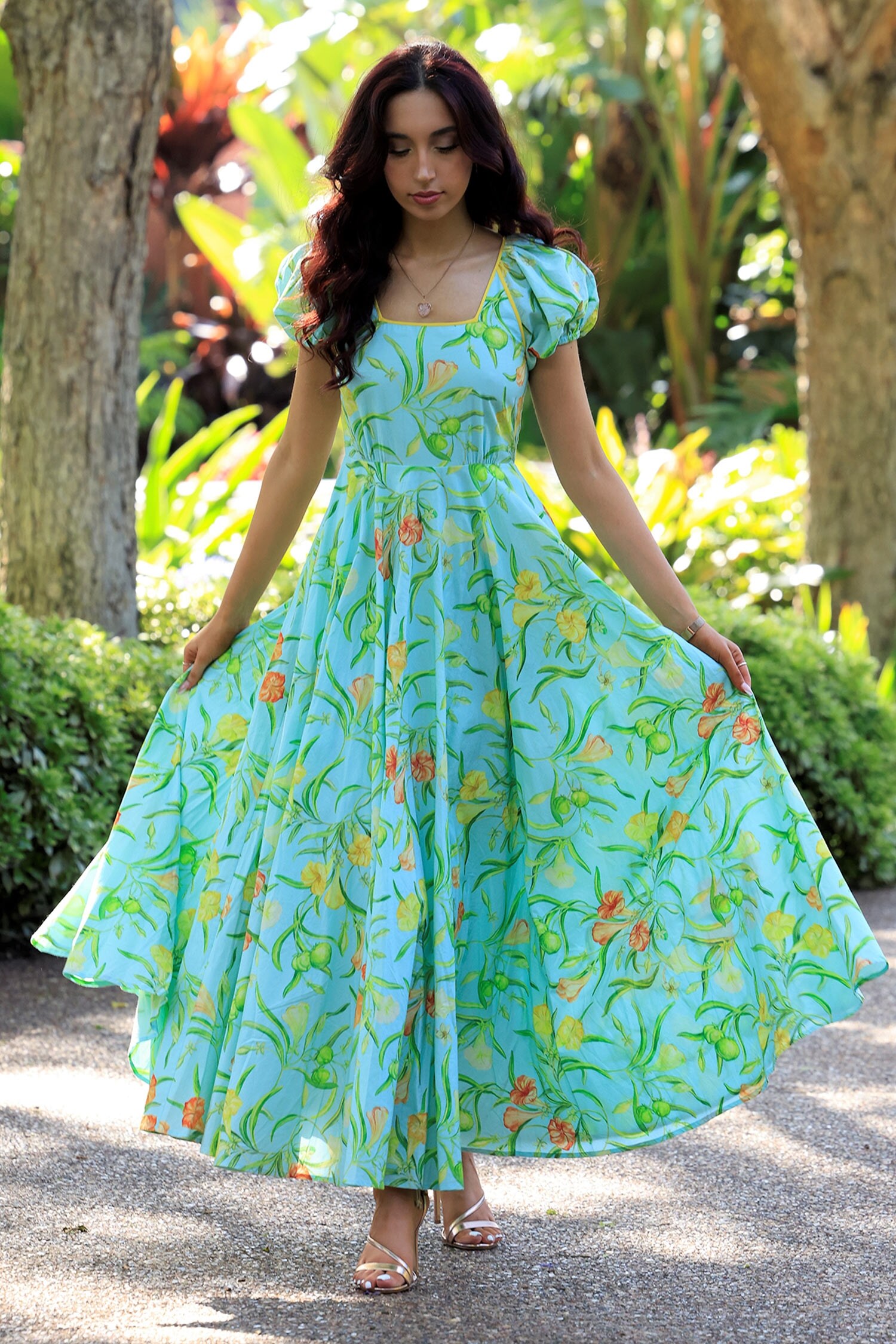Buy Sruti Dalmia Green Kaner Print Dress Online | Aza Fashions
