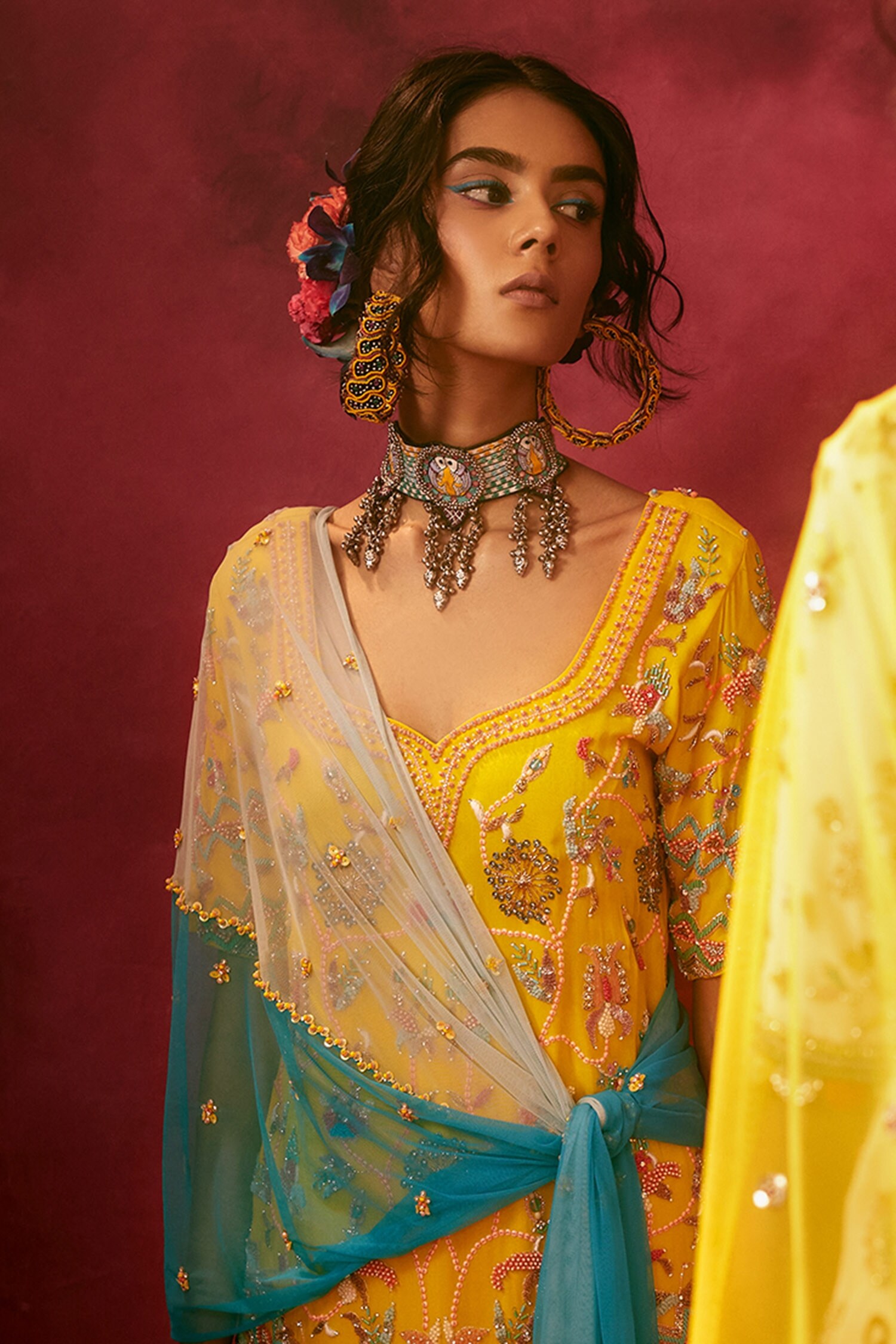 Buy Kaaisha By Shalini Yellow Georgette Kurta Sharara Set Online Aza