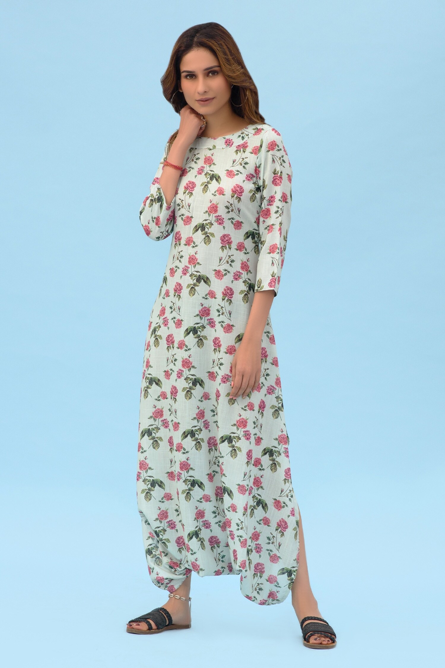 Buy Pasha India Green Linen Printed Dhoti Jumpsuit Online Aza Fashions