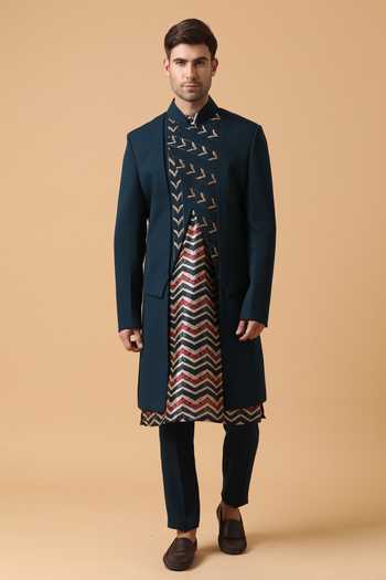 Embroidered Viscose Kurta Set For Men
