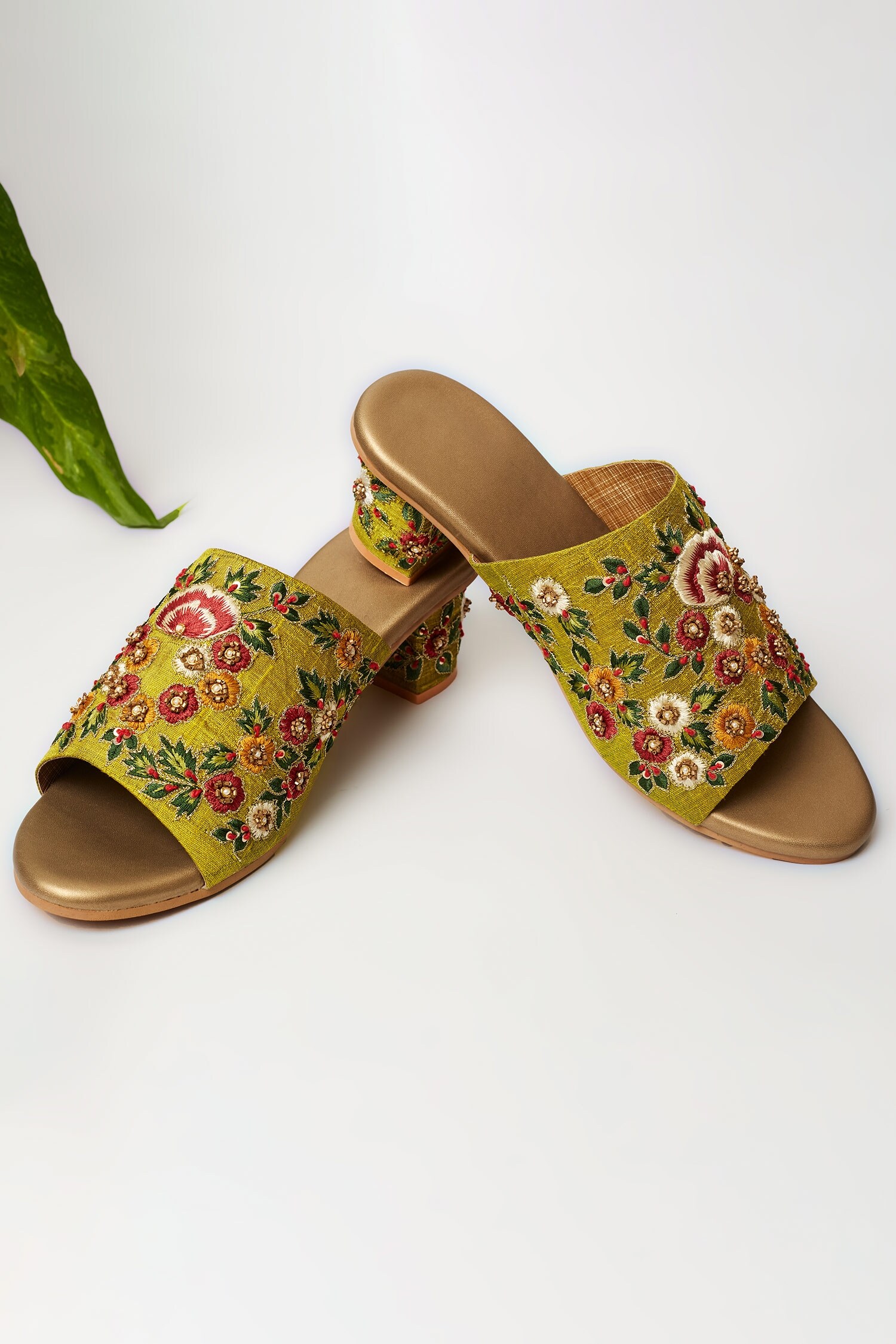 floral block heels