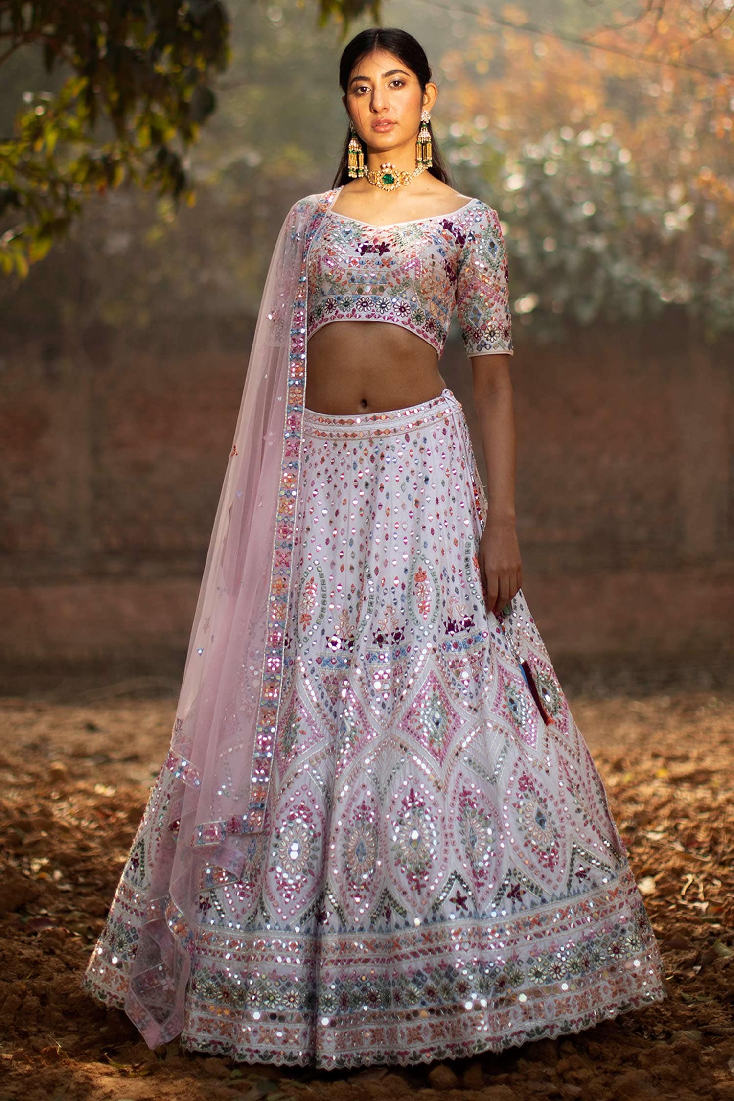 Latest Silk Multi Thread Work White Lehenga Green Choli – tapee.in