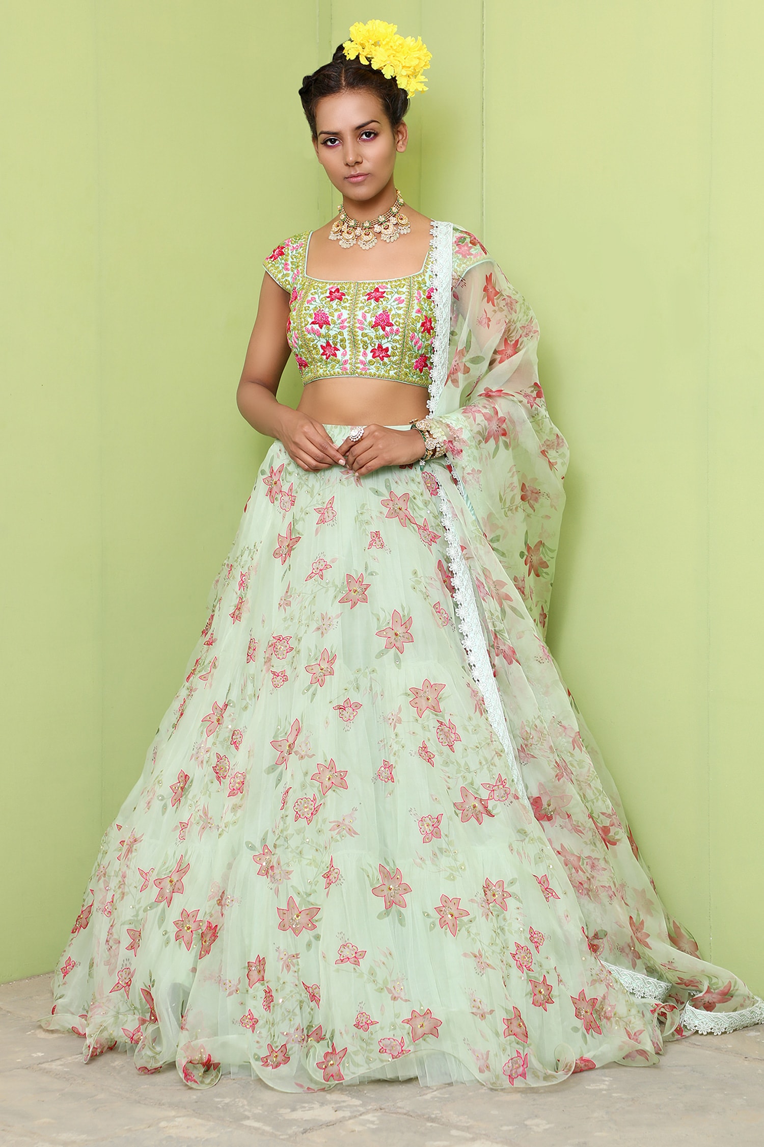 Lehenga Choli Style Saree Bridal - Buy Lehenga Choli Style Saree Bridal  online in India