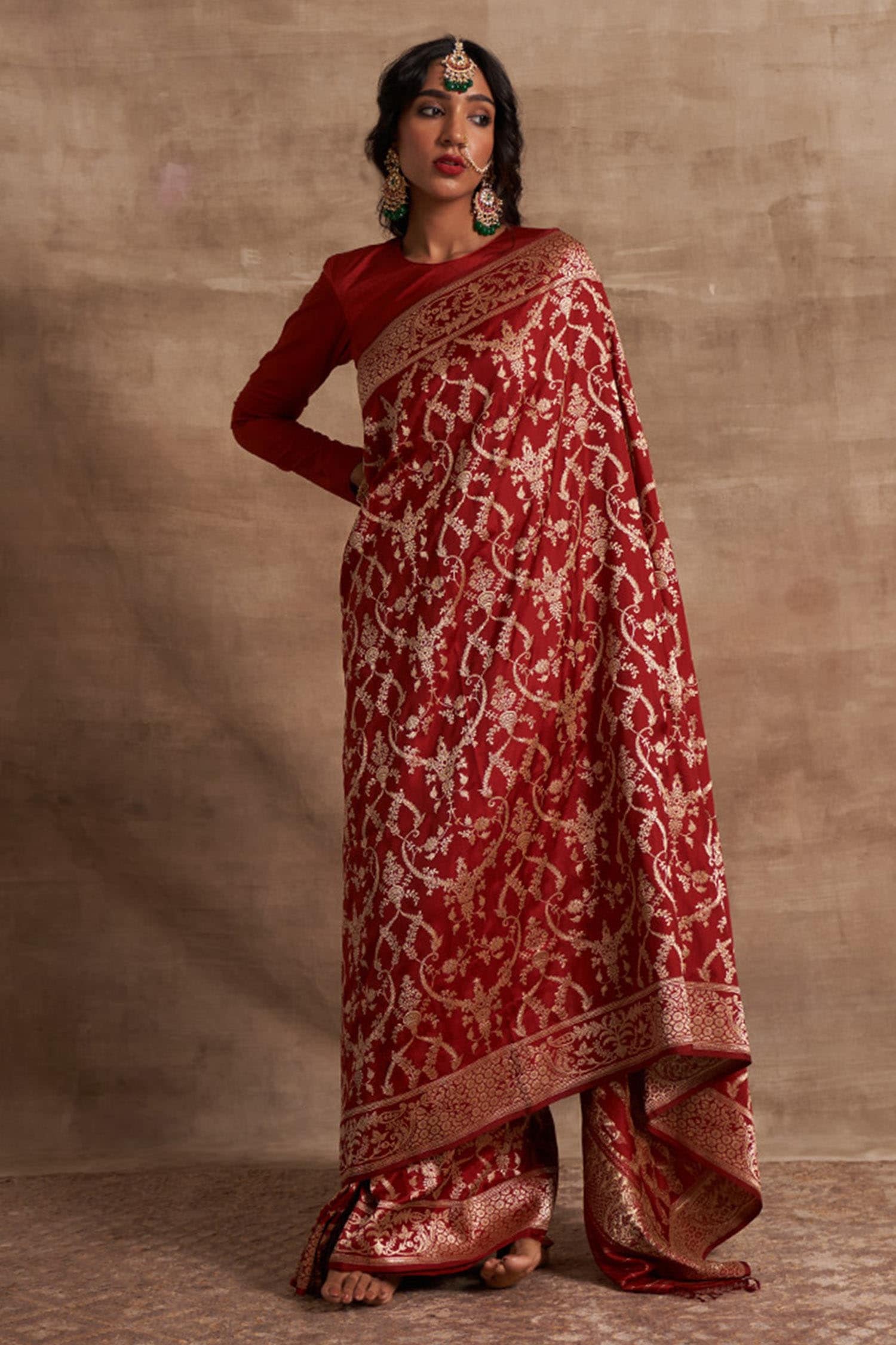 Kasturi Kundal Red Base Fabric Pure Silk Banarasi Handloom Saree For Women