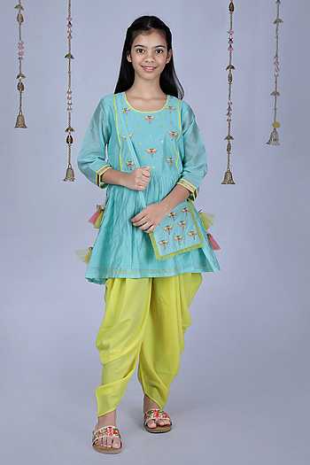 Green Dragonfly Embroidered Kurta Set for Boys main image 1
