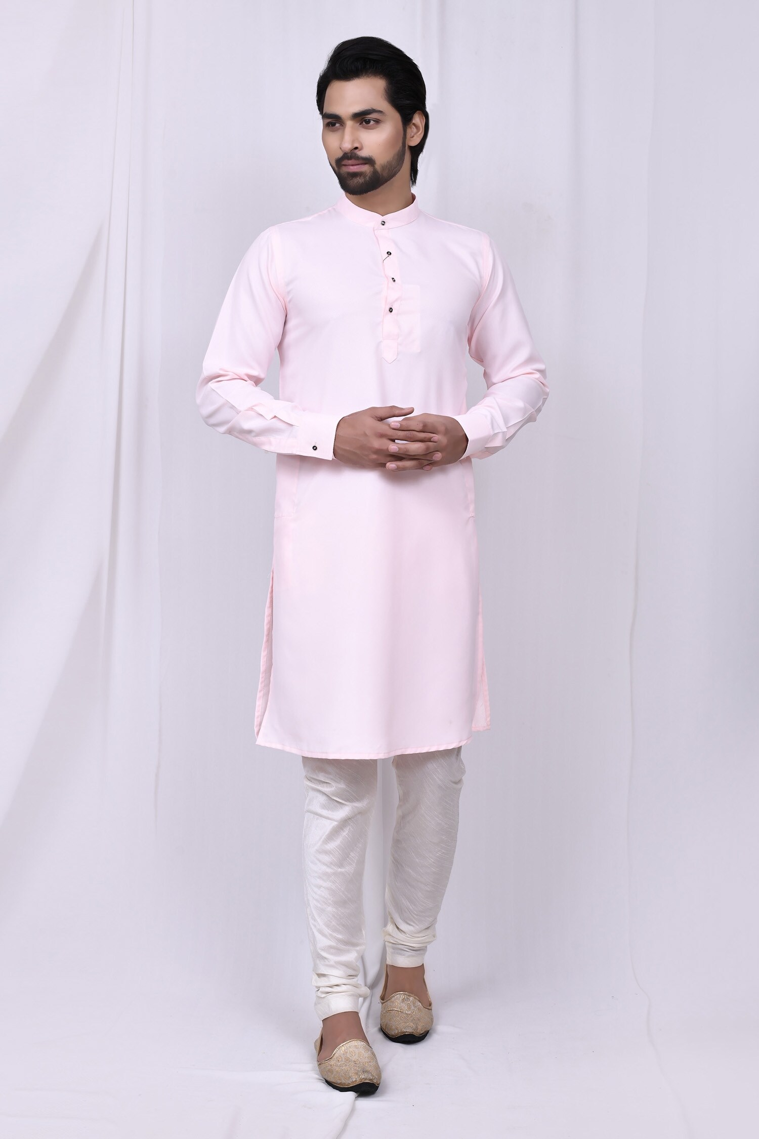 Buy Khwaab by Sanjana Lakhani Pink Satin Silk Full Sleeve Kurta Set