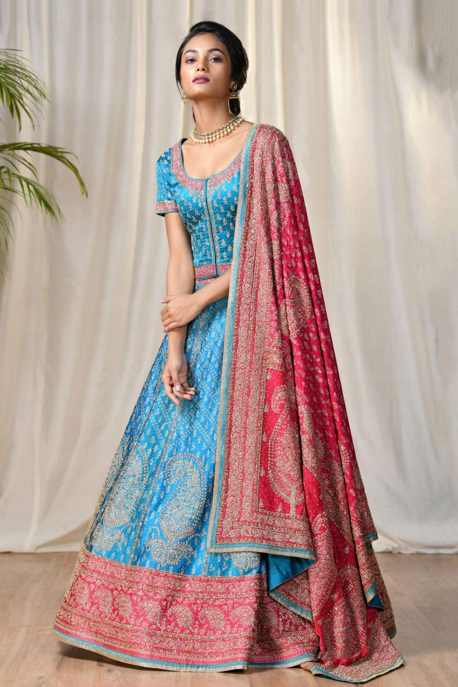 Sky Blue Color Soothing Organza Fabric Embroidered Lehenga | Lehenga choli,  Designer lehenga choli, Bridal lehenga choli