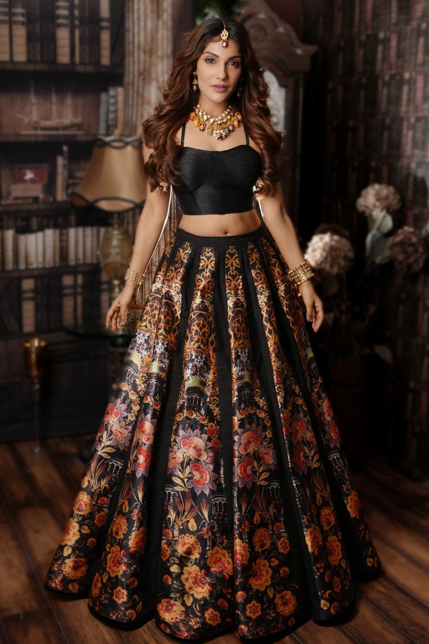 Shop Black Georgette Embroidered Unstitched Lehenga Set with Stone  Embellishments - online | Soch - CHD-UGCEMB50328C