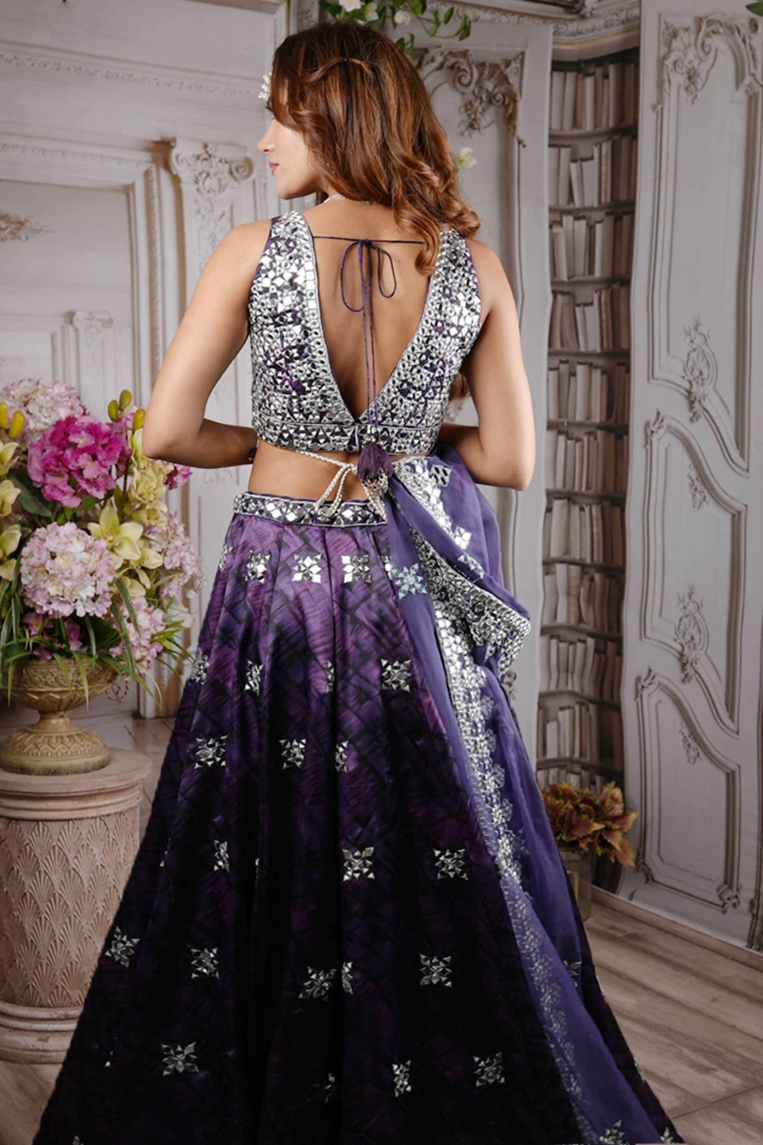 Dusty Purple and Silver Embroidered Lehenga | Indian wedding dress, Indian  fashion dresses, Party wear lehenga