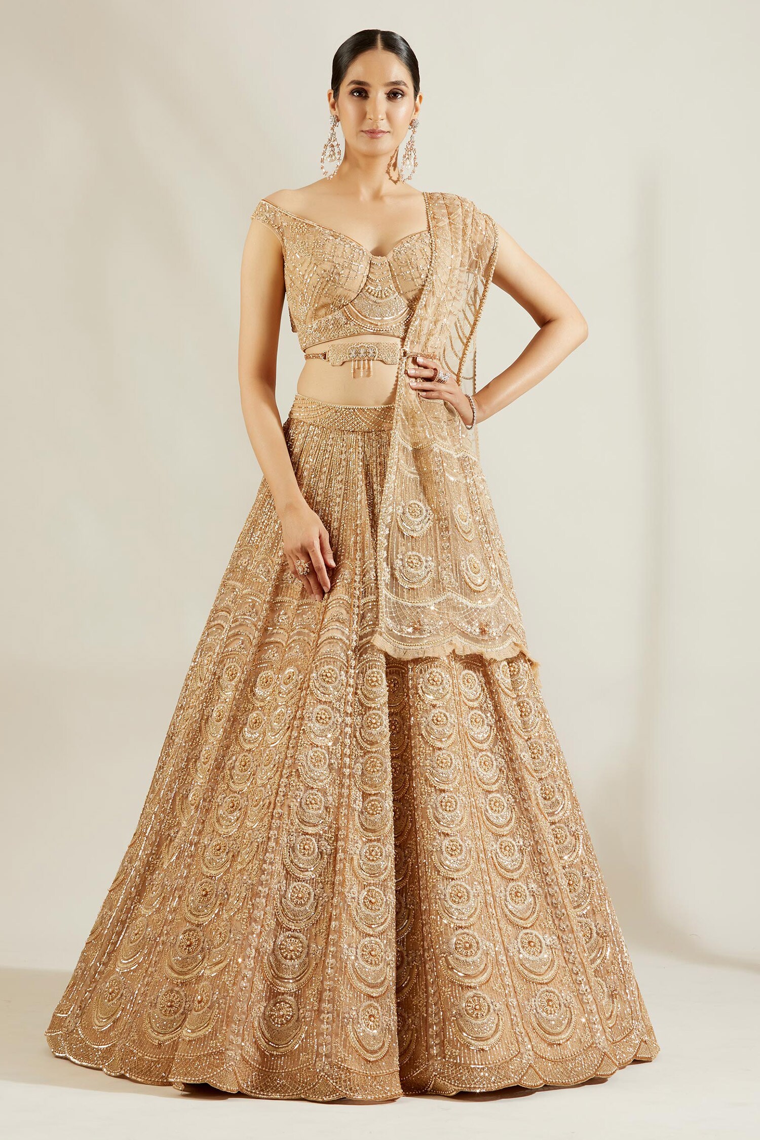 Buy Embellished Off Shoulder Lehenga Set by Adaara Couture at Aza Fashions