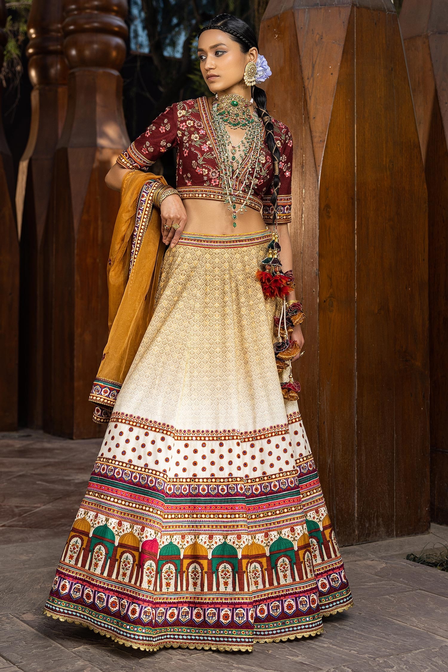 Indian Lehenga Choli With Beige Color And Sequence Embroidered Work For  Bridal | eBay