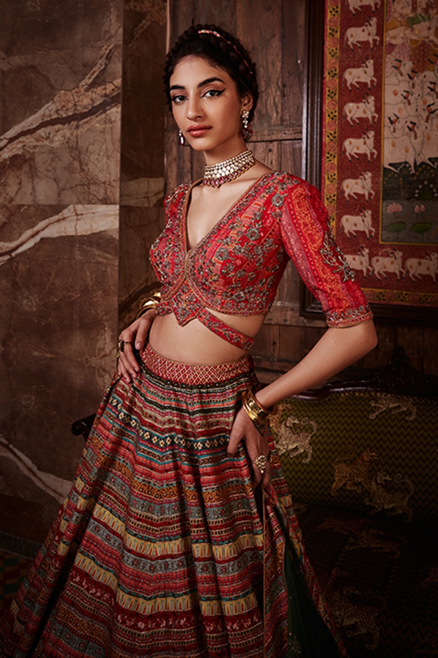 Maroon Traditional Woven Lehenga Choli In Silk 2471LG04