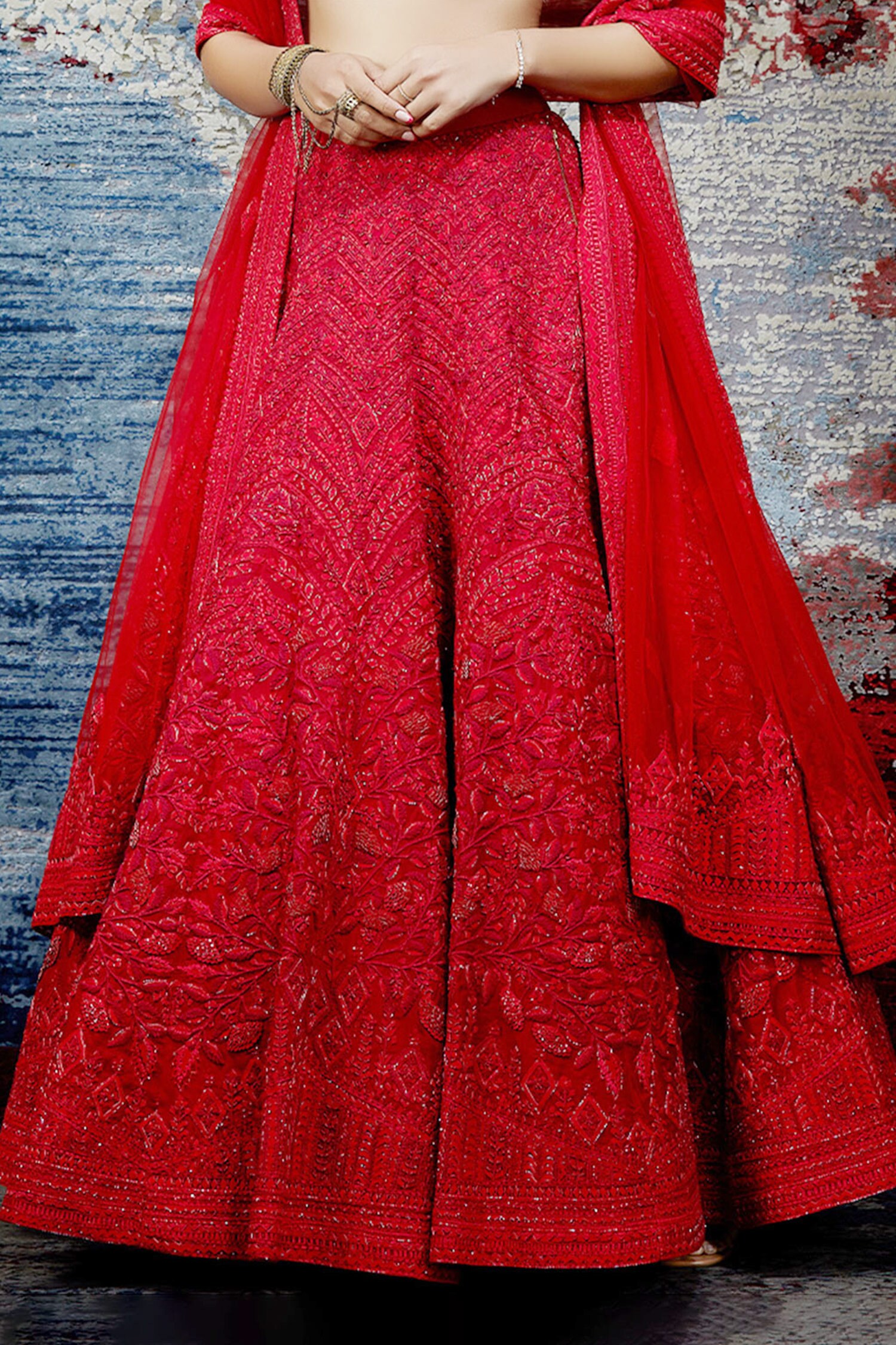 Shantnu Nikhil_Organza Embroidered Lehenga Set_at_Aza_Fashions
