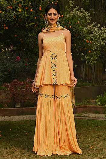 Buy Neha Chopra Tandon Peach Organza 