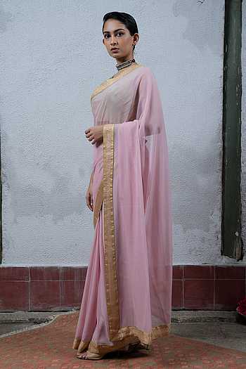 Buy Latha Puttana Pink Chiffon Saree 