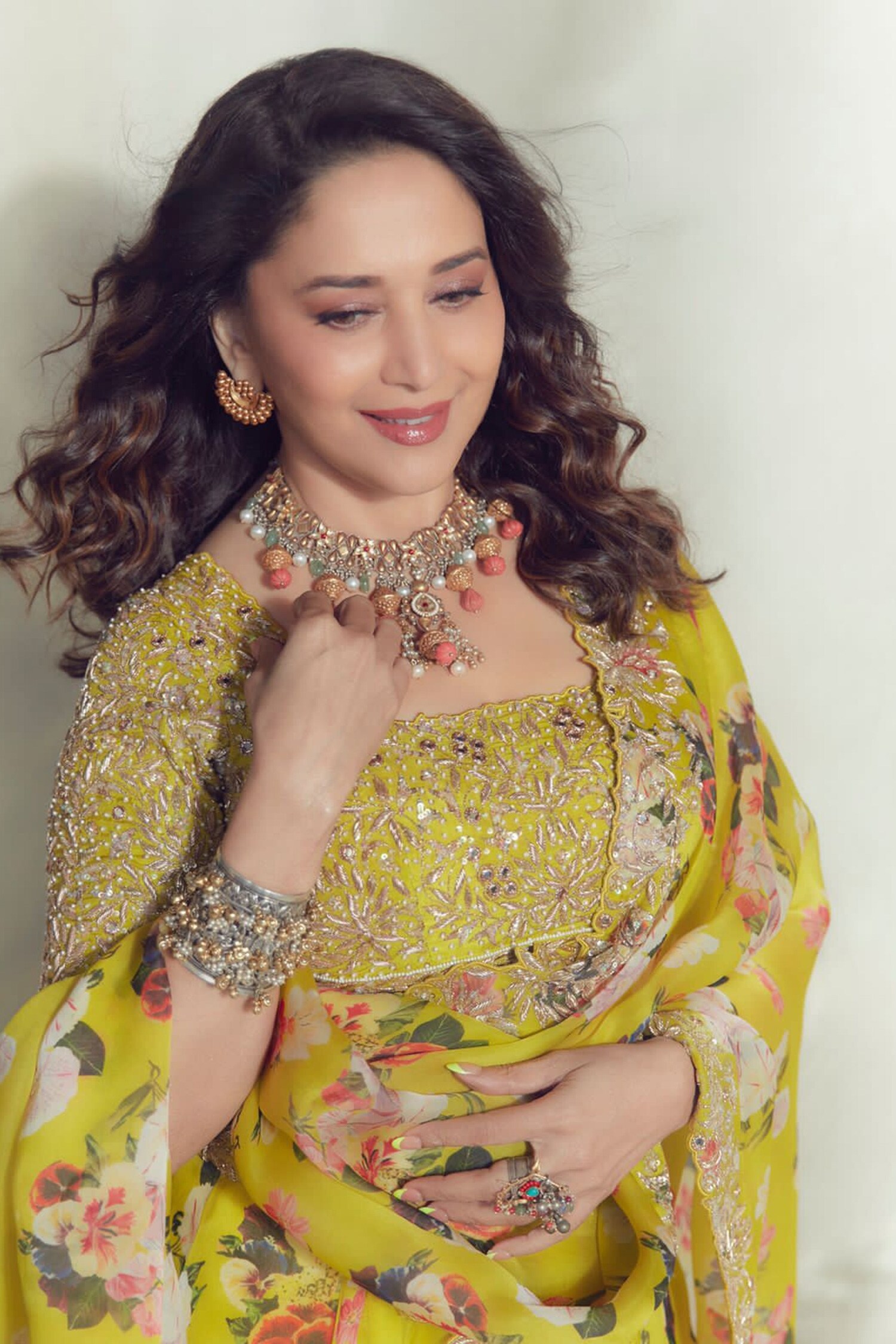 Buy Prints by Radhika Yellow Silk Floral Print Lehenga Set Online Aza