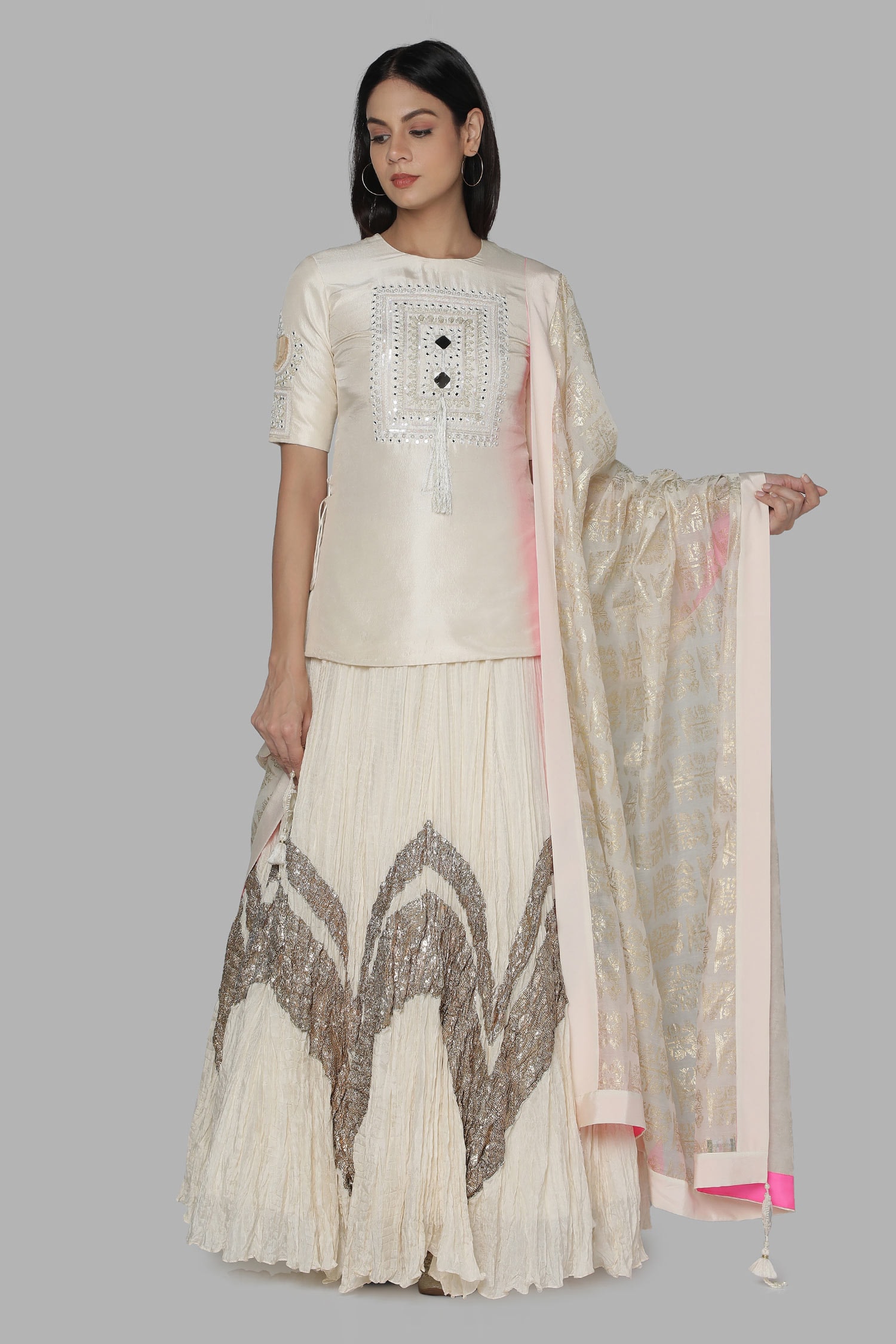 long kurta with lehenga suit