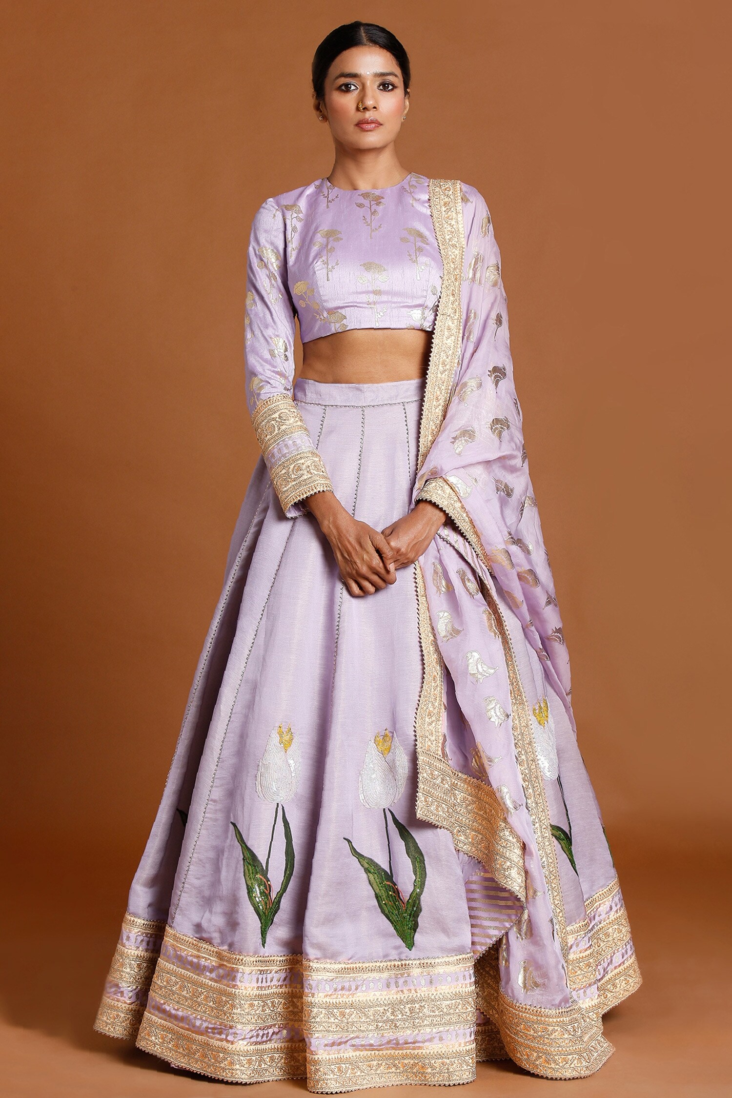 Buy Masaba Purple Satin Moon Belle Lehenga Set Online | Aza Fashions