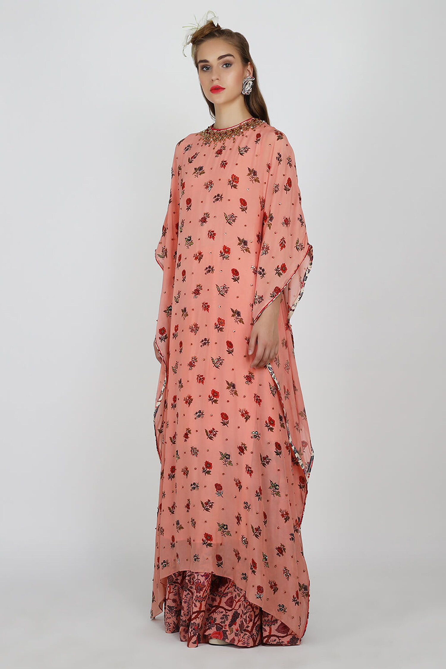 Buy Nikasha Pink Kaftan Kurta With Skirt Set Online Aza Fashions