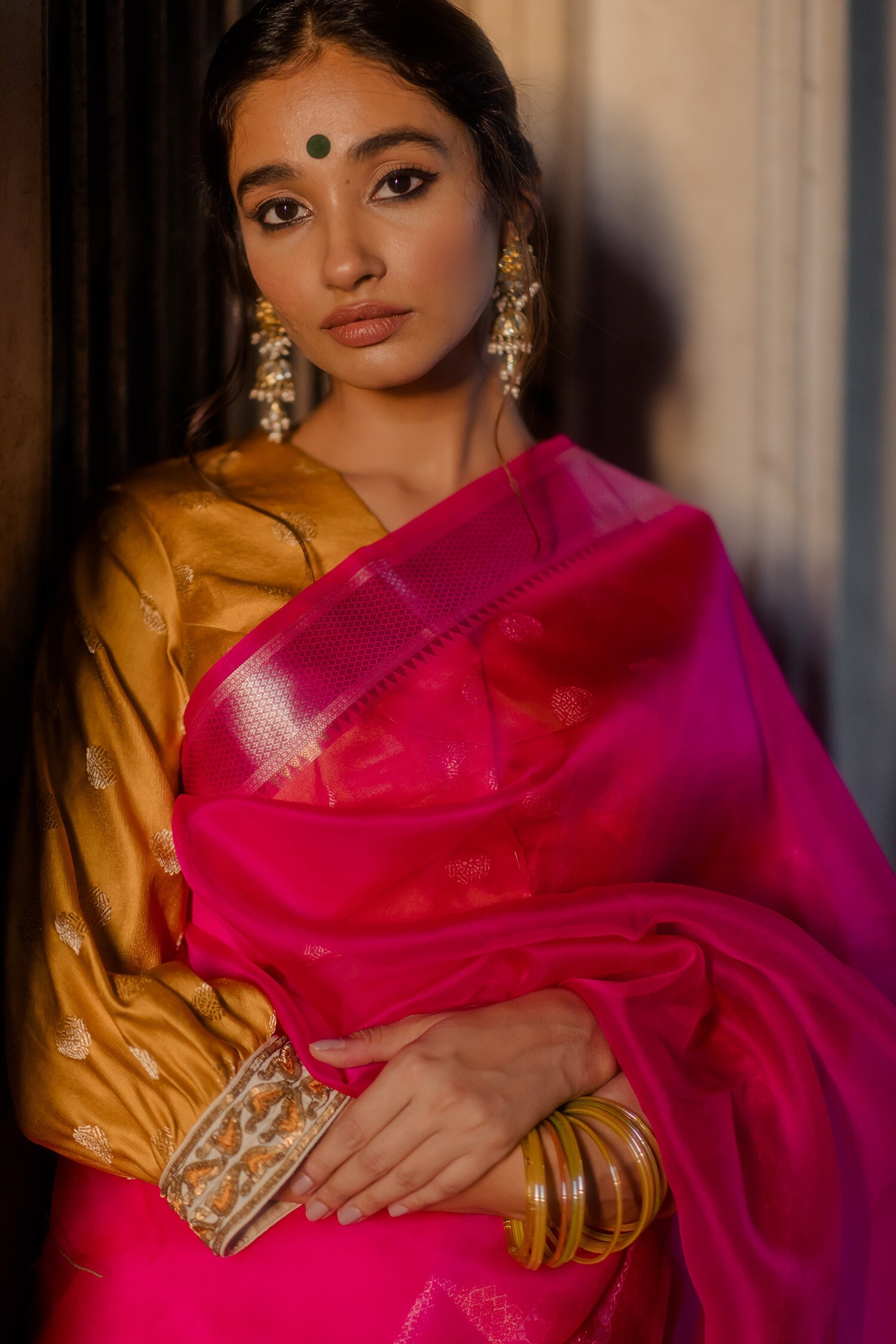 Buy Mimamsaa Yellow Roopa Satin Silk Blouse Online | Aza Fashions