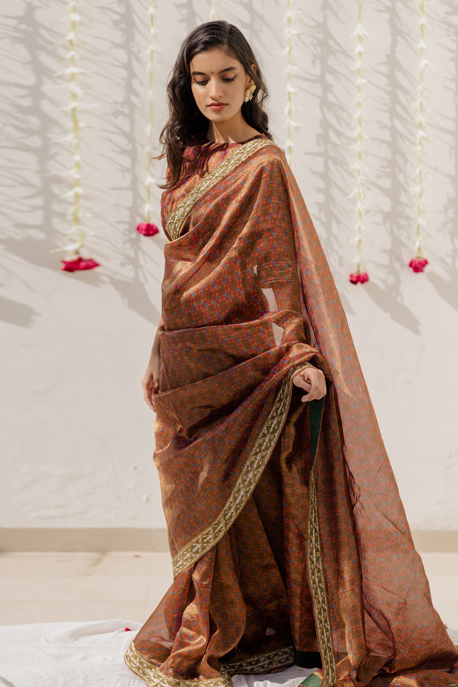 Buy Pink Tissue Silk Embroidered And Woven Floral Saree For Women by  Mimamsaa Online at Aza Fashions.