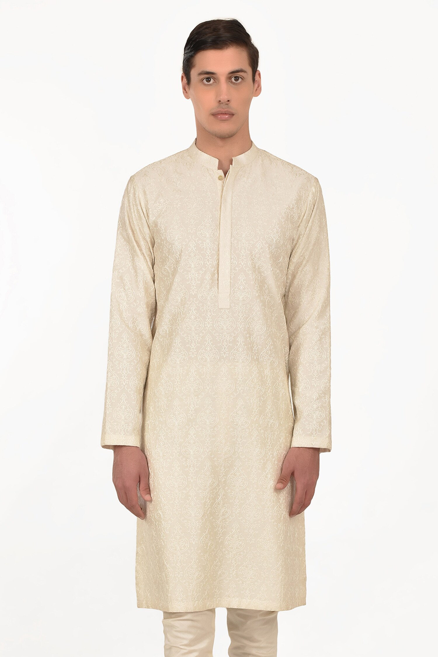 Buy Rohit Gandhi + Rahul Khanna White Embroidered Kurta Set Online ...