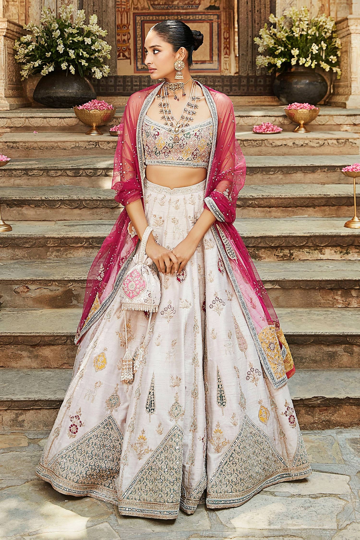 Page 3 of Pink Green Orange White Cream Lehengas