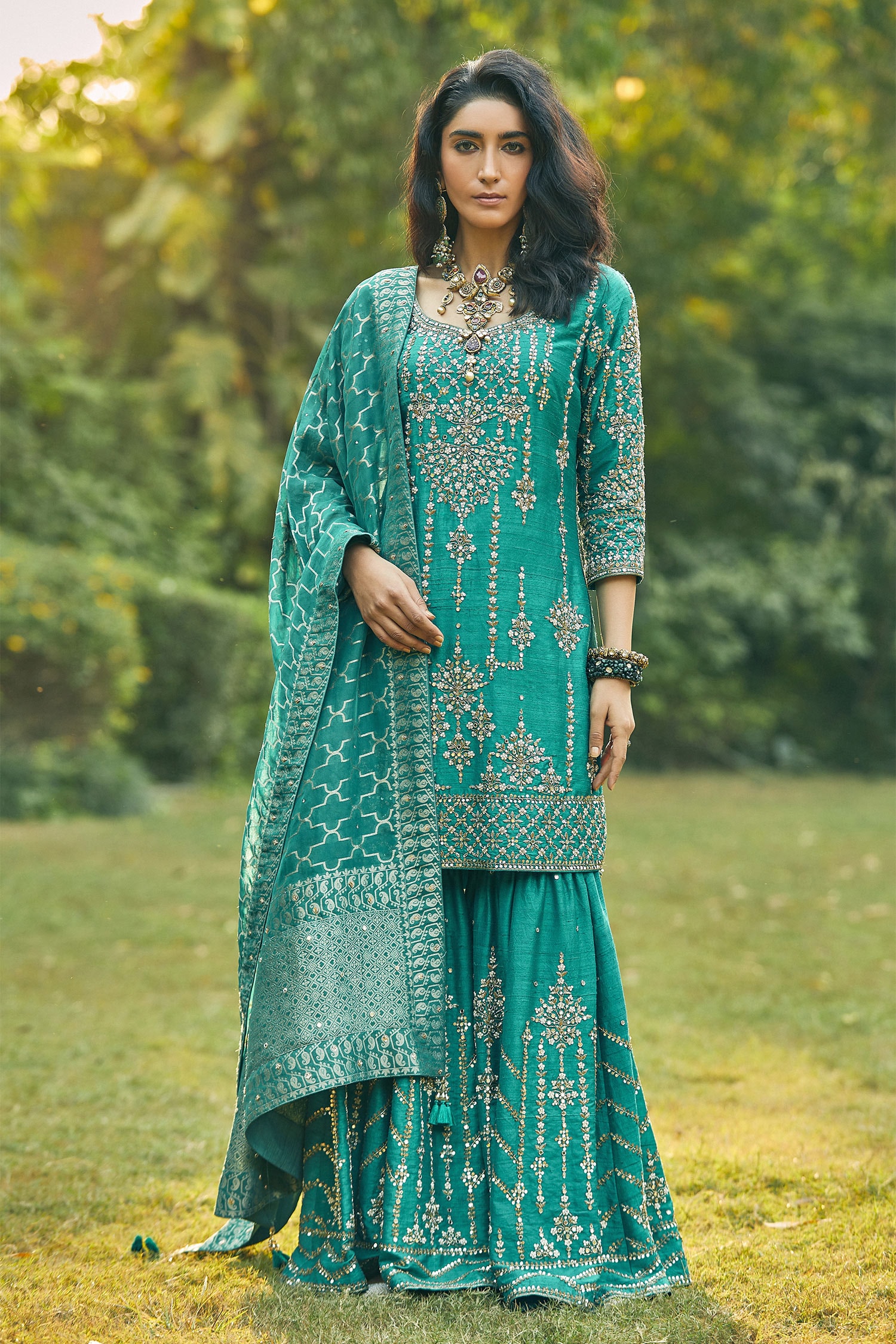 Buy Matsya Blue Raw Silk Embroidered Kurta Set Online | Aza Fashions