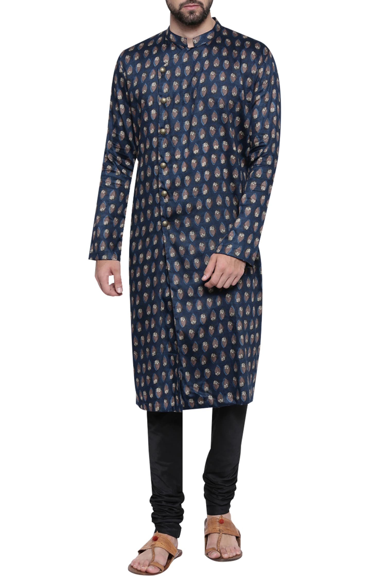 Buy Mayank Modi Men Blue Hand Block Print Kurta Set Online Aza Fashions